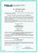 Certifikát Plamostop P9